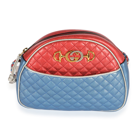 Gucci Handbags - Gucci Metallic Blue & Multicolor Nappa Trapuntata Shoulder Bag